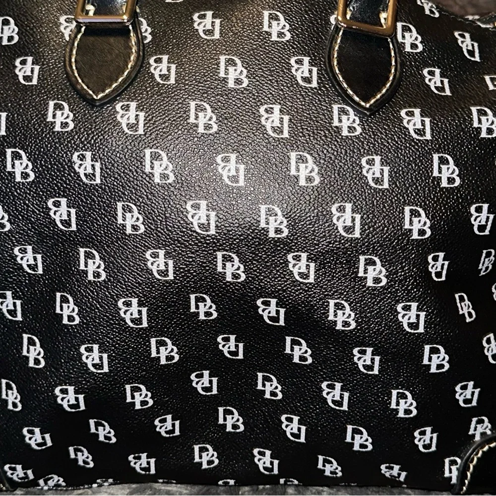 Dooney & Bourke Black and White Monogram Shoulder Bag - Picture 2 of 16